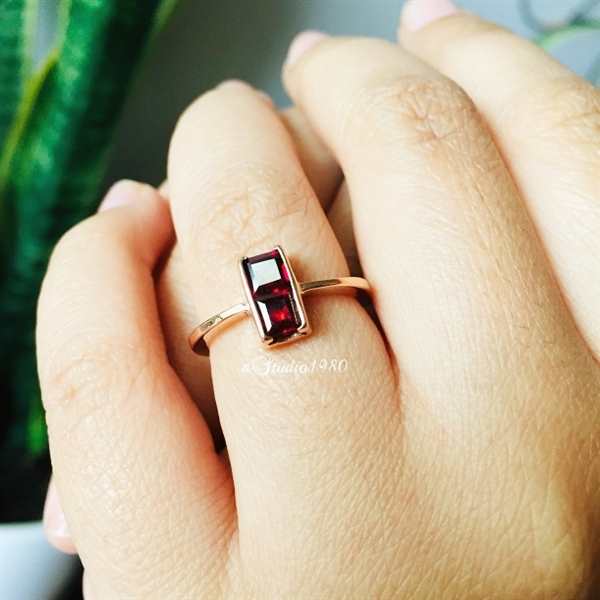 Garnet ring - 14K rose gold Garnet Ring - Engagement ring- gold
