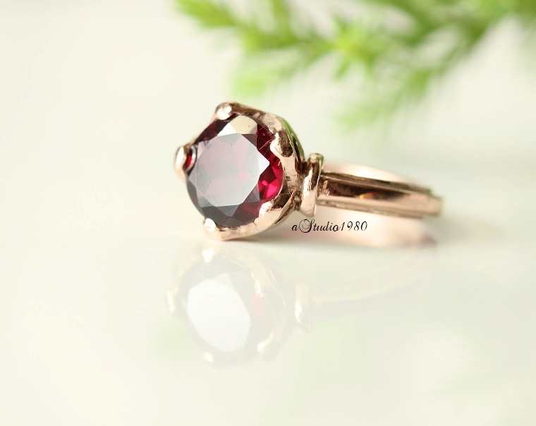 Garnet ring - 14K rose gold Garnet Ring - Engagement ring- gold