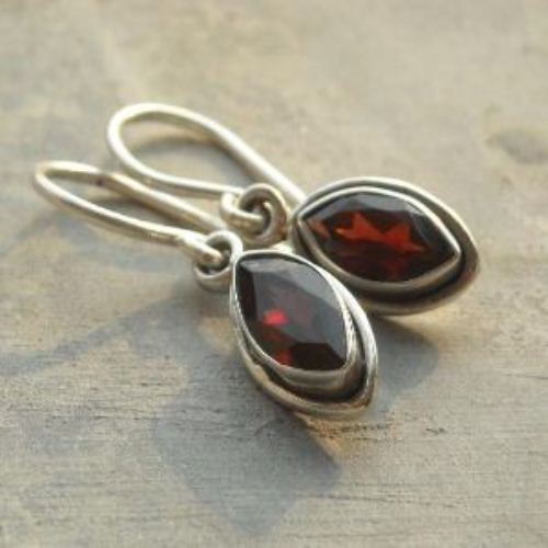 Garnet sterling silver gemstone earrings