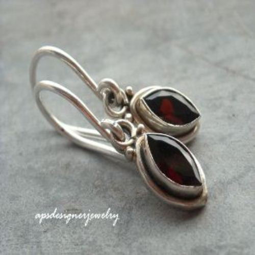 GARNET HANDMADE sterling silver gemstone earrings
