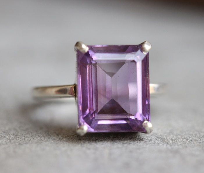 Genuine Amethyst Ring Purple amethyst