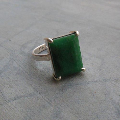 Genuine Emerald ring, Precious ring, Sterling silver green ring