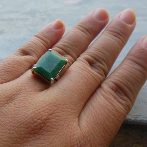 Genuine Emerald ring, Precious ring, Sterling silver green ring