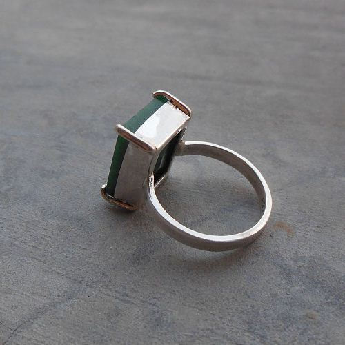 Genuine Emerald ring, Precious ring, Sterling silver green ring