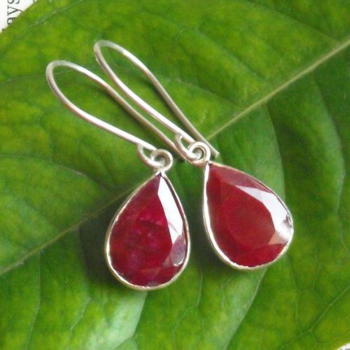 Genuine Ruby earrings Sterling silver