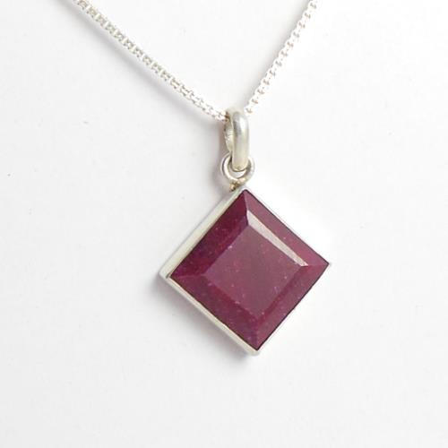  Ruby pendant, Red pendant, July birthstone silver pendant
