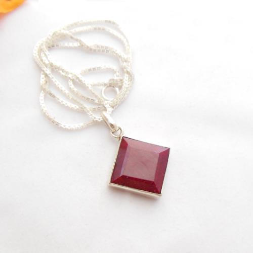  Ruby pendant, Red pendant, July birthstone silver pendant