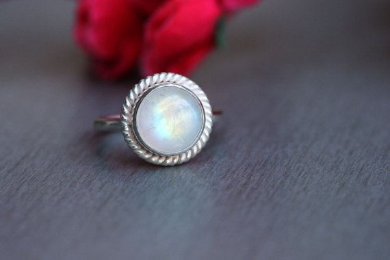 Rainbow moonstone ring Moonstone ring