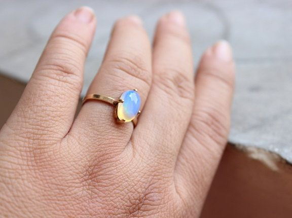 Gold Opal ring - Natural Opal Ring - Engagement ring - Artisan ring
