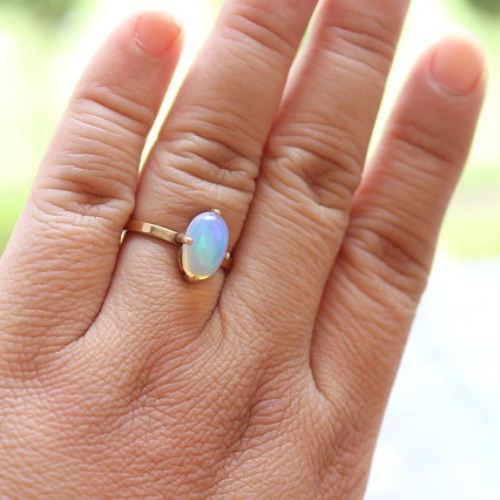 Gold Opal ring - Natural Opal Ring - Engagement ring - Artisan ring