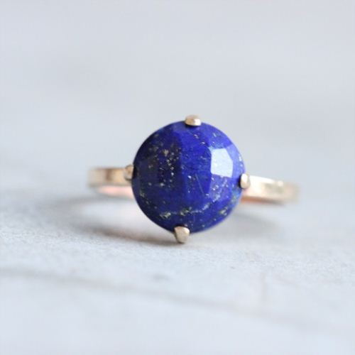 Gold lapis ring, 18k gold ring, Lapis Lazuli gemstone ring