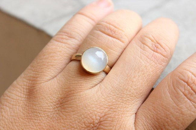 Gold moonstone ring Natural Moonstone