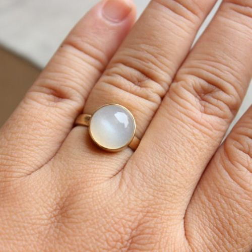 Gold moonstone ring, Natural Moonstone Ring, 18k gold engagement ring