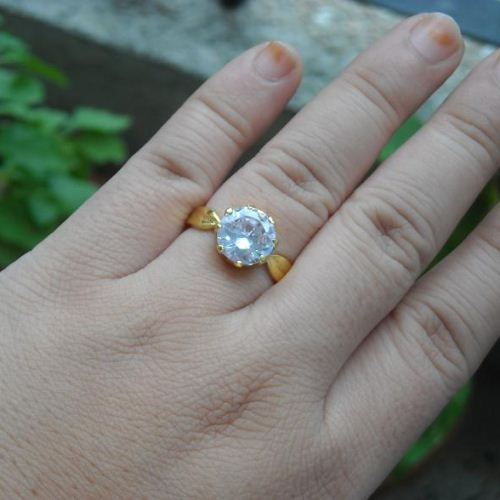 Gold plated cz ring - 24k gold plated ring - engagement ring - wedding