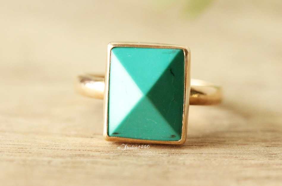 Gold turquoise ring 18k Gold