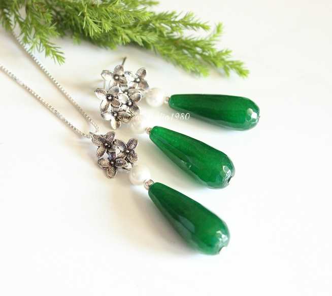 Green Bridesmaid jewelry sets of