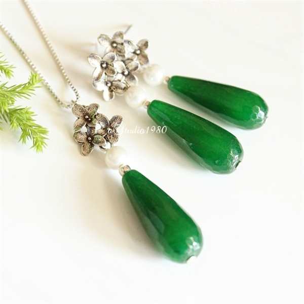 Green Bridesmaid jewelry sets of 5 - Bridesmaid gifts 