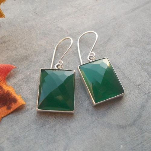 Green Onyx Earrings Green dangle
