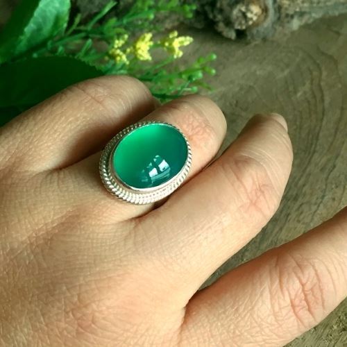 Green onyx ring sterling silver, Handmade artisan jewelry, Gift ideas