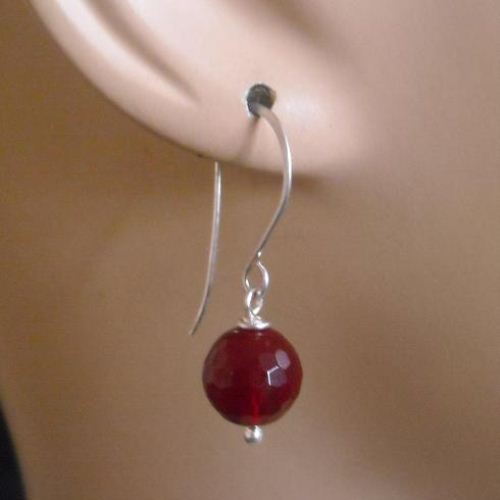 Handmade Ruby quartz gemstone sterling silver earrings