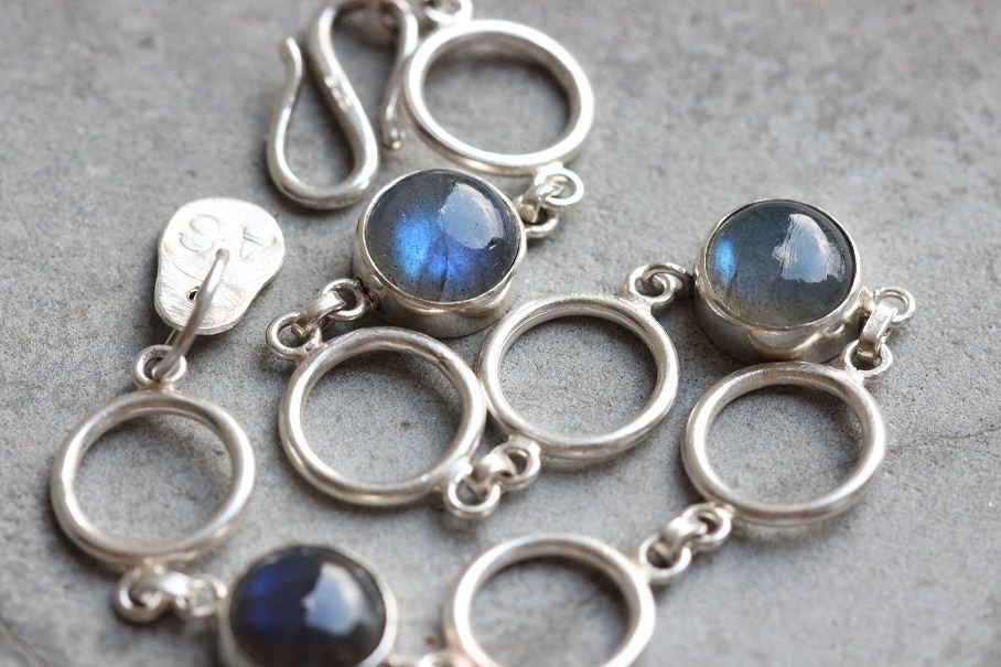 Labradorite Bracelet, Sterling Silver Bracelet, Artisan handmade jewelry