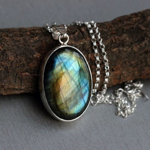 Labradorite Pendant, Gemstone Pendant, Sterling silver pendant