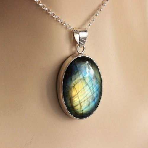 Labradorite Pendant, Gemstone Pendant, Sterling silver pendant