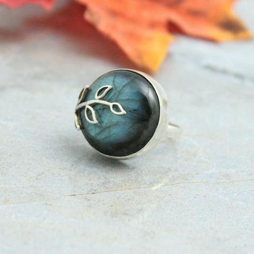 Labradorite Ring, Round ring, Artisan silver Gemstone ring