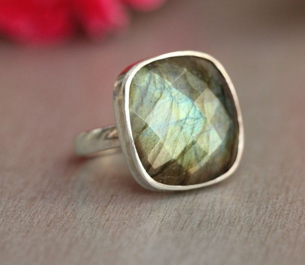 Labradorite Ring Square ring Bezel
