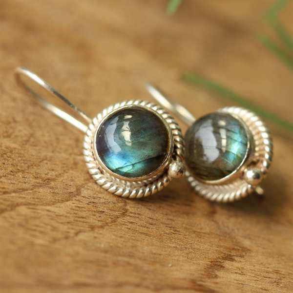 Labradorite earrings, gemstone earrings, Sterling silver