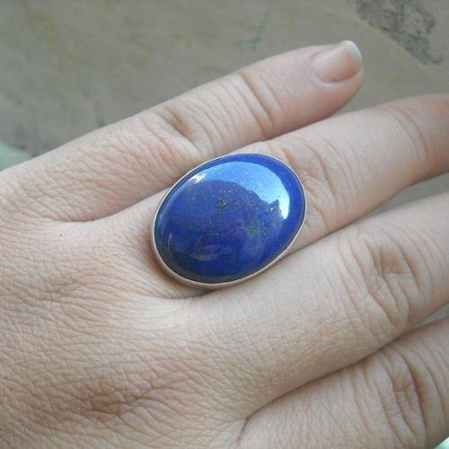 Lapis lazuli ring sterling silver jewelry, Blue lapis rings for women