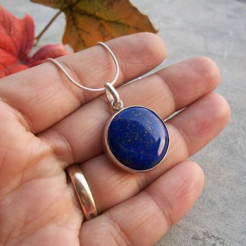 Lapis Lazuli pendant, Silver pendant necklace, Blue pendant