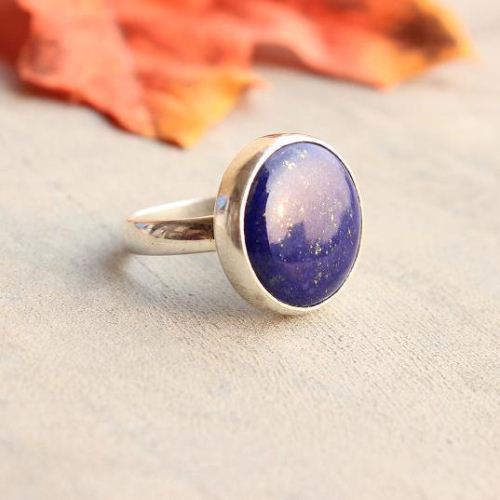 Lapis Lazuli ring - Deep blue ring - Bold denim silver ring