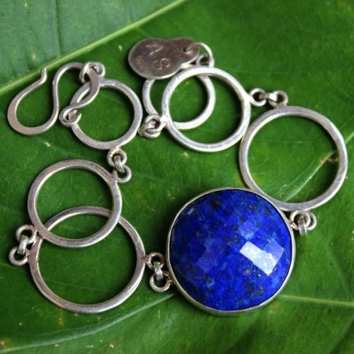 Lapis bracelet, Sterling silver bracelet, Artisan handmade bracelet