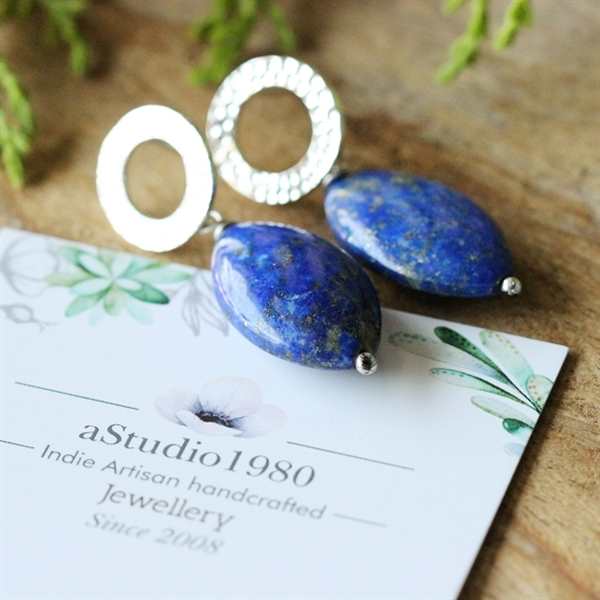 Lapis lazuli earrings, Lapis earrings, Blue gemstone silver earrings