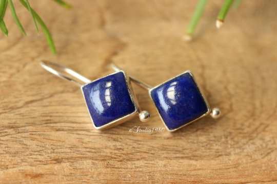 Lapis lazuli earrings- Lapis earrings - square earrings
