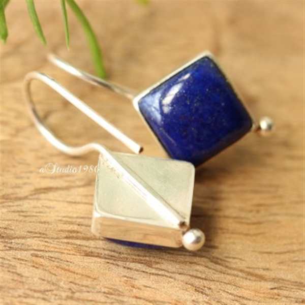 Lapis lazuli earrings- Lapis earrings - square earrings