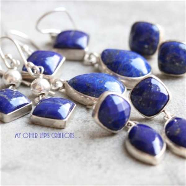 Lapis lazuli earrings- Lapis earrings - square earrings