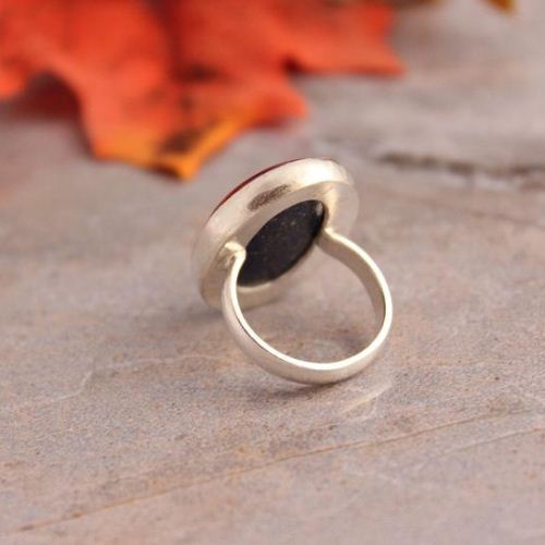 Lapis lazuli ring, Deep blue silver ring, Artisan oval gemstone ring