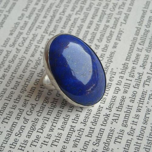 Lapis lazuli silver ring - Ring lapis lazuli - Oval shape artisan ring