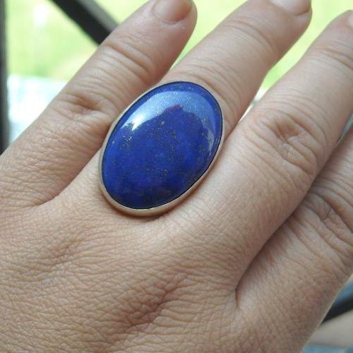 Lapis lazuli silver ring - Ring lapis lazuli - Oval shape artisan ring