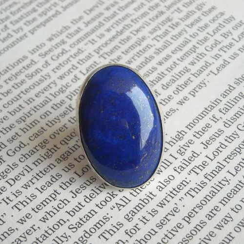 Lapis lazuli silver ring - Ring lapis lazuli - Oval shape artisan ring