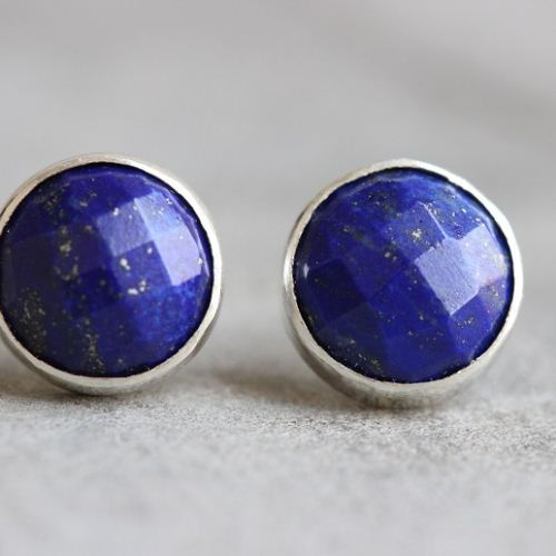 Lapis lazuli stud earrings, Lapis earrings, Lapis silver earrings 
