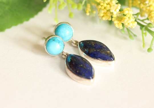 Lapis lazuli turquoise earrings post