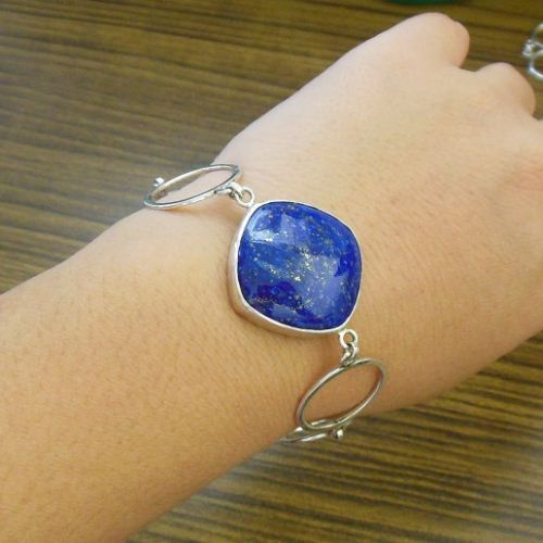 Lapiz Lazuli bracelet - Sterling silver bracelet - Artisan handmade