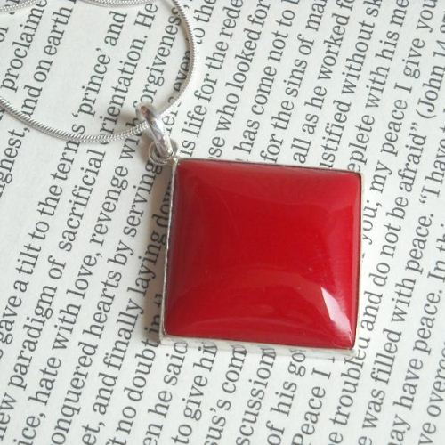 Large Red Coral pendant necklace