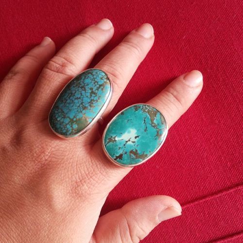 Statement Turquoise Ring, Natural oval turquoise silver ring