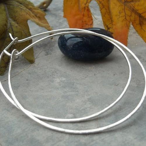 Large hoop earrings, 45mm silver hoop earrings, Handmade earrings