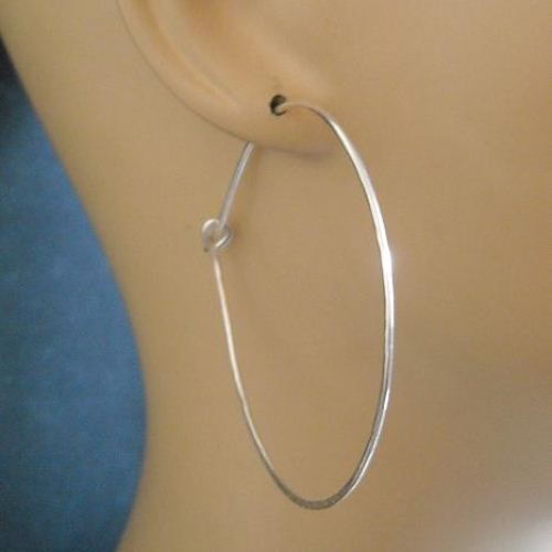 Large hoop earrings, 45mm silver hoop earrings, Handmade earrings