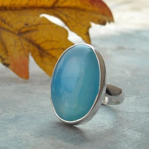 Large oval aqua blue chalcedony